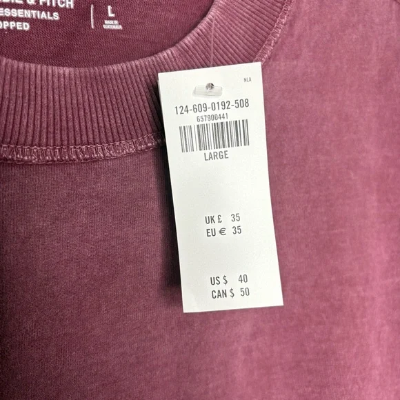 SOLD - NWT Abercrombie & Fitch Men's Premium Heavyweight Cropped T-Shirt - Burg… - Picture 8 of 9